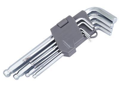 Spherical Allen Keys, 180 Mm, Sizes 1.5 - 10 Mm, 9 Pcs.