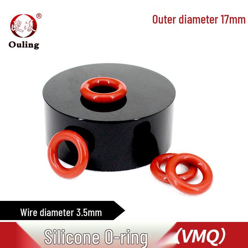 Red Silicone O-ring: 17mm OD, 3.5mm WD, Temperature-Resistant, Waterproof, Elastic, Eco-Friendly Rubber Seal