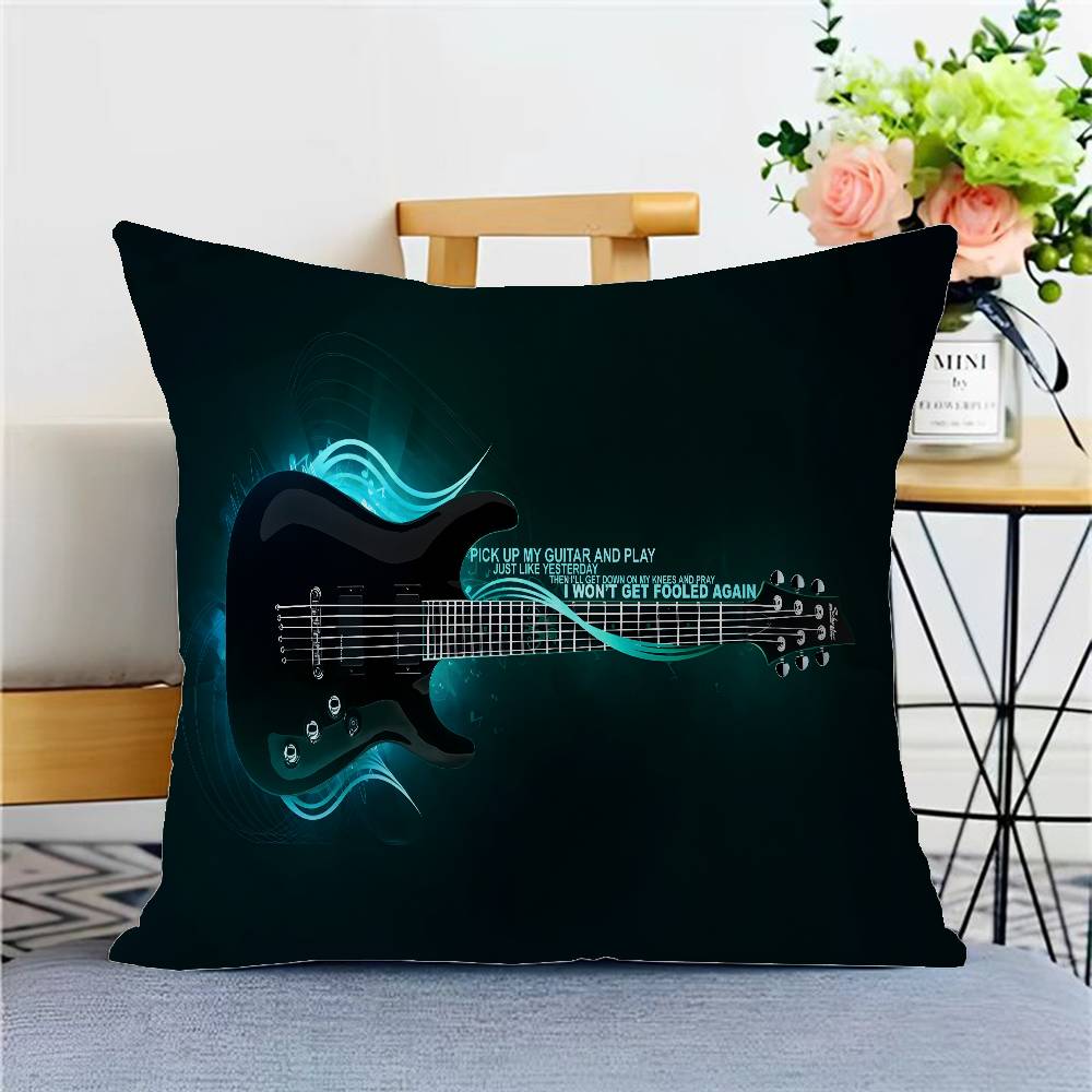 Funda de Cojín para Guitarra Fender Poliéster Cojines de Sofá Mantas Decorativas Funda de Almohada Decoración del Hogar
