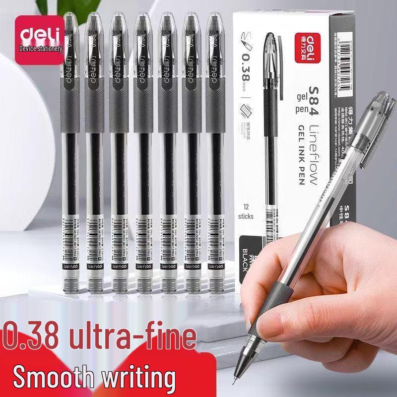 Канцелярская ручка Deli S84 0,38 мм, черная, для офиса и экзаменов 0.38mm чёрный