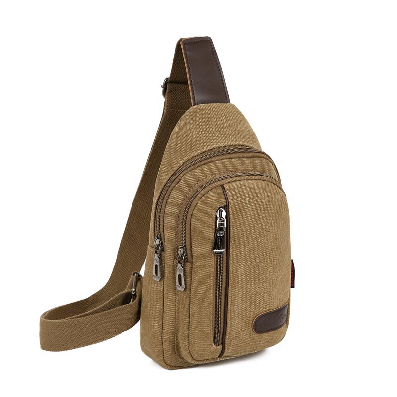 Men's Korean-Style Canvas Crossbody Chest Bag - Trendy Casual Small Shoulder Backpack
