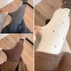Women's Autumn/Winter Medium-Thickness White Stockings & Smoke Gray Polka Dot Pantyhose, Cotton-Lined Milk White Leggings