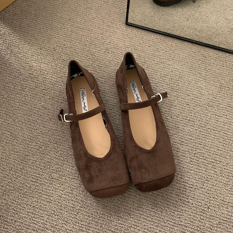 Fashion Fashion Shallow Footwear Buckle Strap Women Mary Janes Flats Shoes Luxury Female Square Toe Ladies Flats With Shoes 2025 New