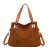 High Quality Women's Soft Suede Surface Leather Shoulder Crossbody Bag 2026 Tassel Handbag Large Capacity Ladies Tote Bag