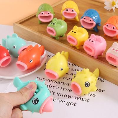 Tongue Sticking Animal Pinch Stress Relieving Toy Pig Fish Clown Turtle Fidget Toy Release Stress Children's Cartoon Doll Pinch