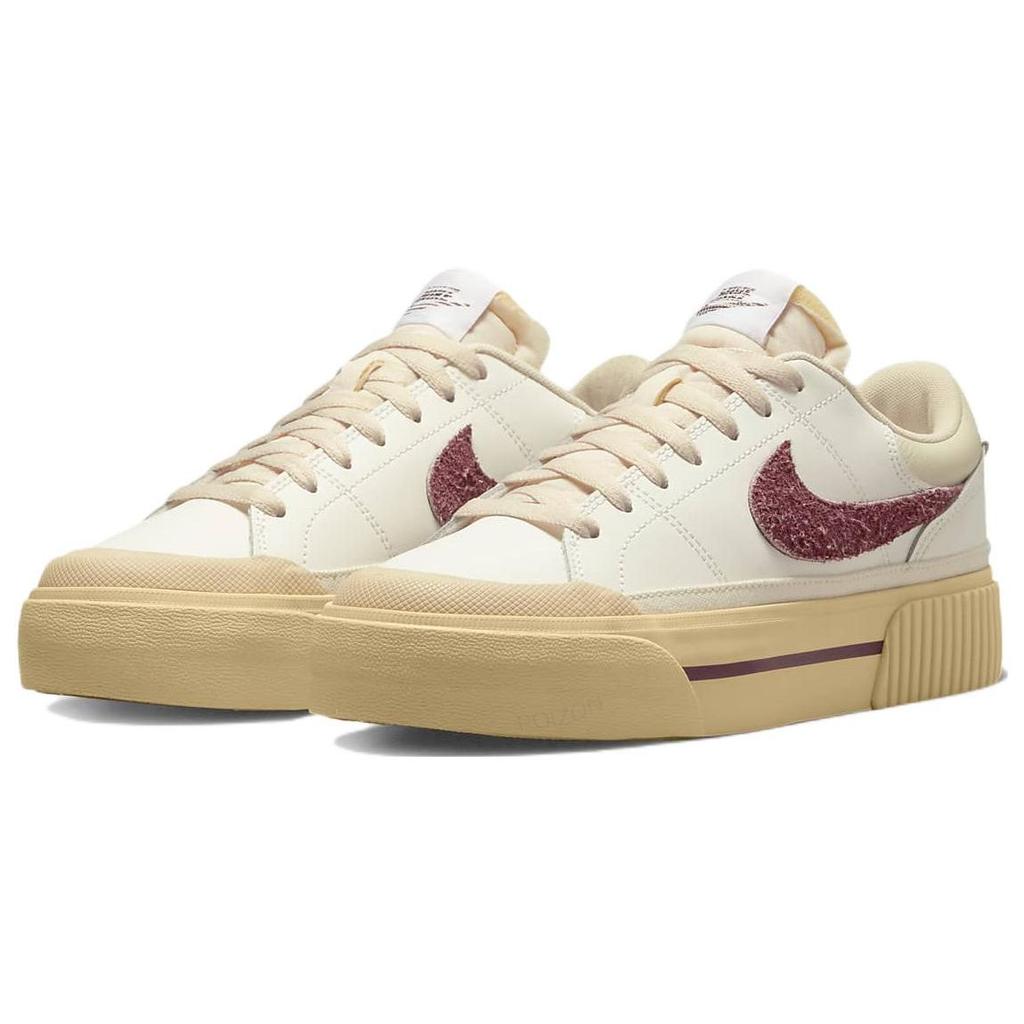 Nike Court Legacy Lift Sail Tmavá červená Dámské tenisky Bílá sezamová Kokosové mléko DZ4766-133