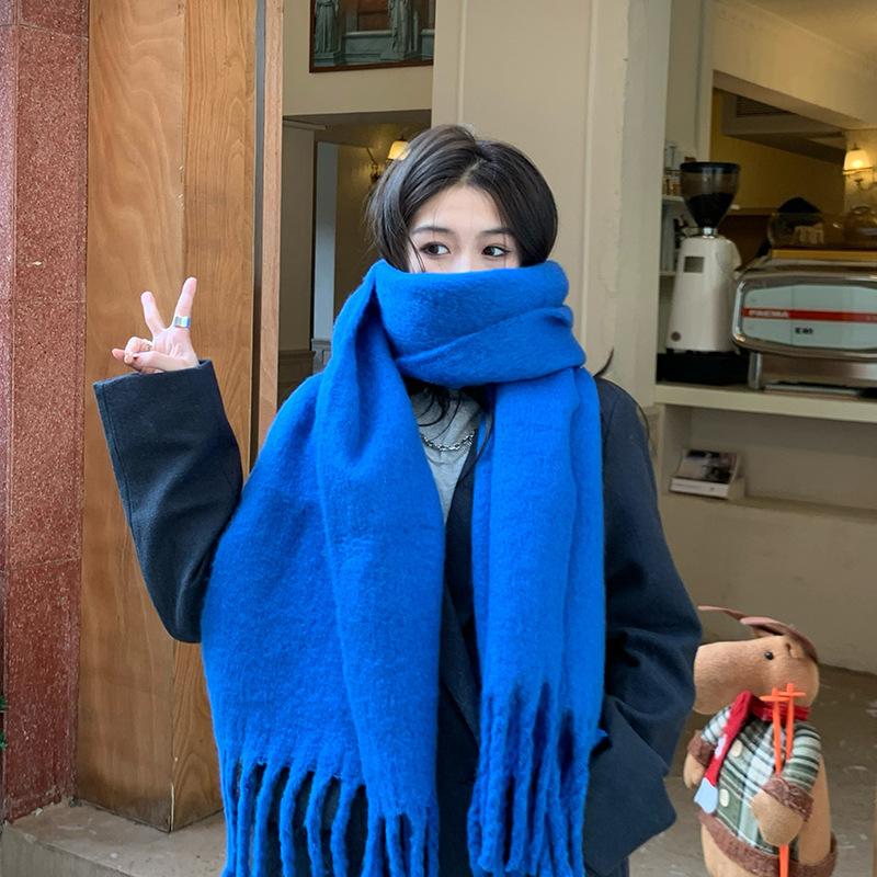 Solid color thickened lengthened scarf women's autumn and winter new Korean version winter student versatile shawl scarf pink