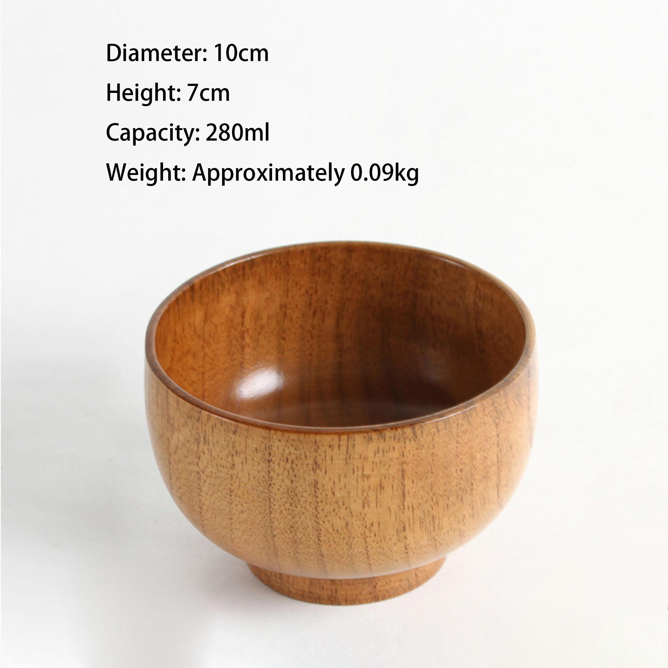 Японская Миска для Риса из Массива Дерева Ручной Работы Натуральная Деревянная Посуда Суповые Миски Прочная Деревянная Суповая Миска с Ложкой Палочками для Дома Ресторана