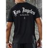European Size Men'S T-Shirt with Letter Pattern Print