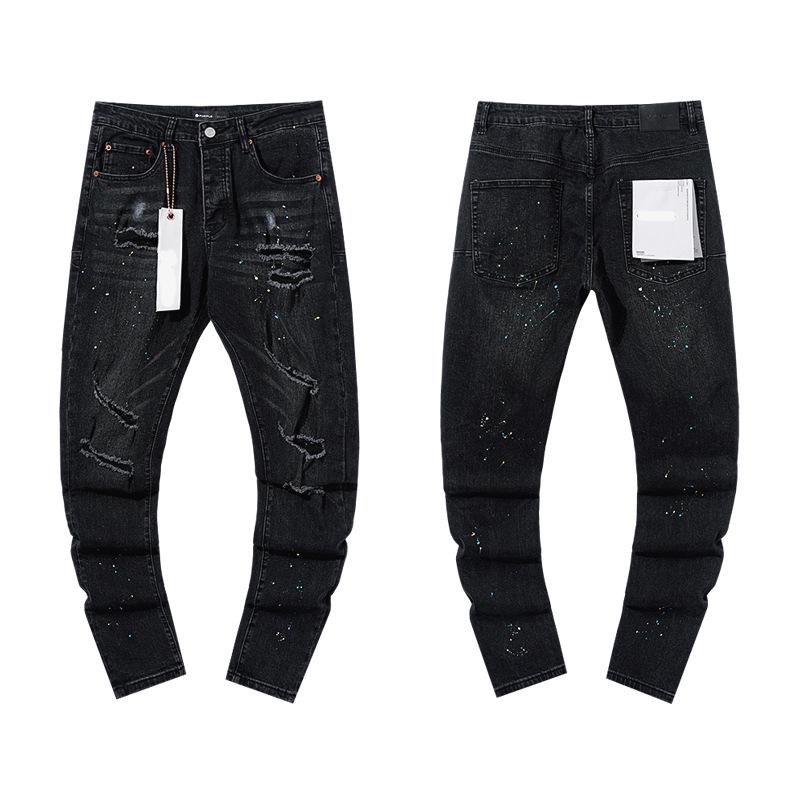 European and American Purple Slim Men's Trendy Light Luxury Elastic Jeans