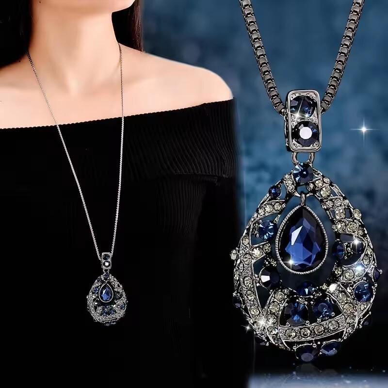 Kryształowe geometryczne naszyjniki i wisiorki dla kobiet Collier Femme Modne długie naszyjniki statement Akcesoria Łańcuszek do swetra Biżuteria