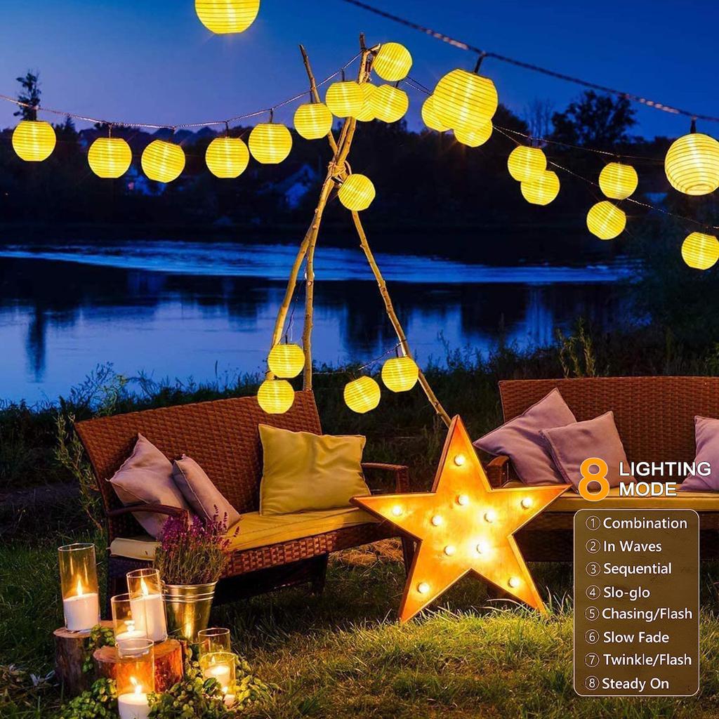 10/20/30 LED Lantern Solar Powered String Lights Outdoor Waterproof 8 Modes Fairy Garden Lamp for Wedding Party Christmas Decor
