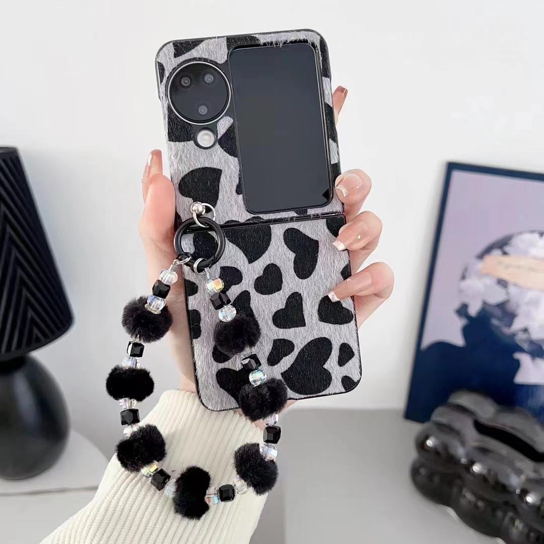 

Чехол-браслет из меха норки в форме сердца для телефона. Подходит для смартфонов Samsung zflip3/zflip4/zflip5/zflip6. zflip4