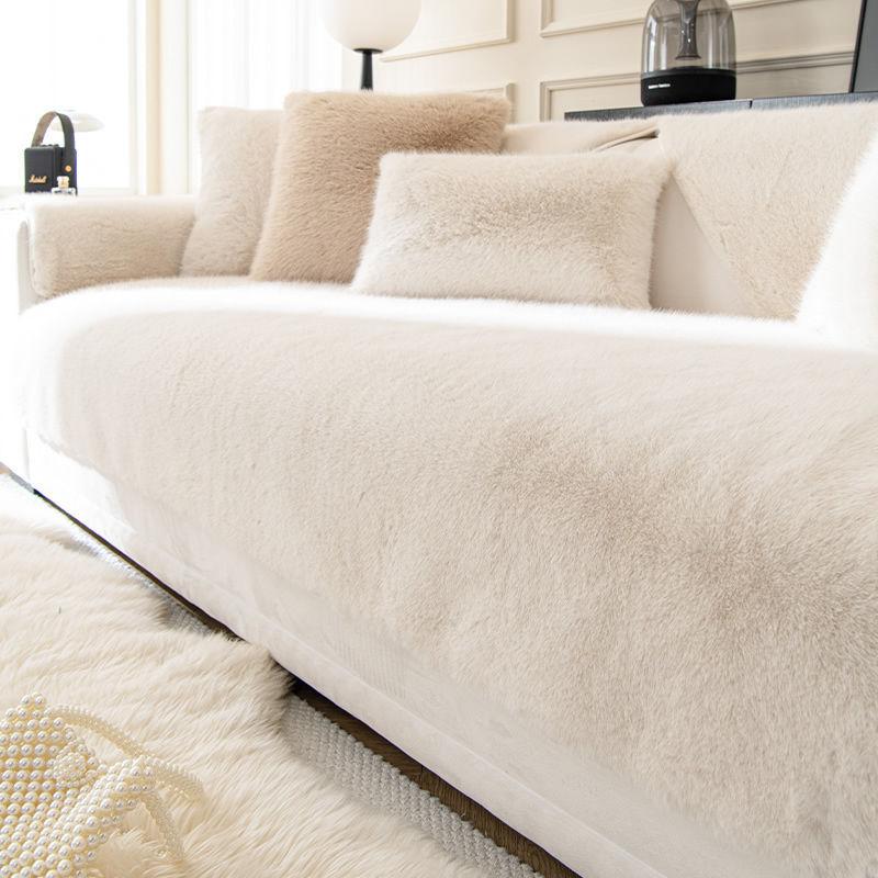 1pc French Thickened Plush Sofa Slipcover, Sofa Cover, Anti-Cat Scratch Couch Cover Furniture Protector For Bedroom Office Living Room Home Decor