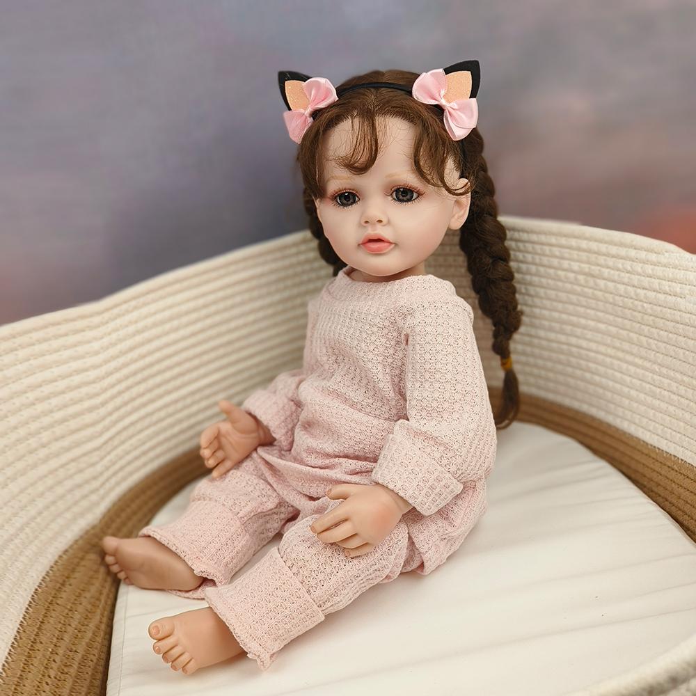 55 cm lebensechte Reborn-Babypuppe mit handgewurzeltem Haar, realistisches Neugeborenes, weiches Silikon, realistische Neugeborenen-Baby-Prinzessinnenpuppen, Mädchen, Kindergeschenk, Spielzeug