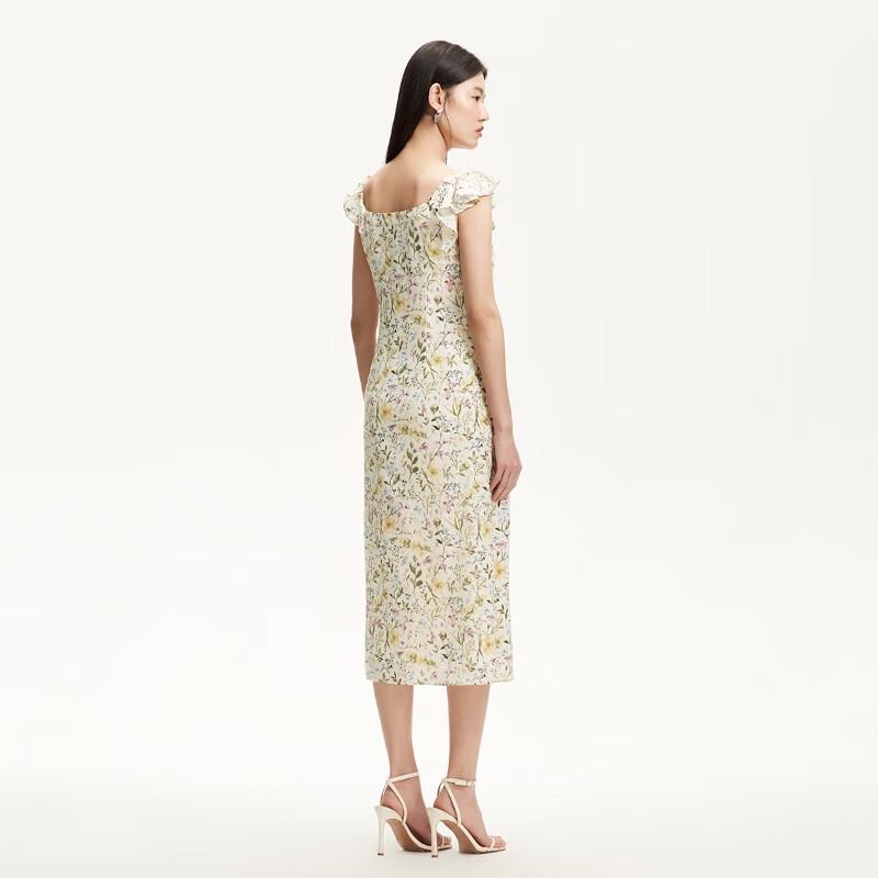 VEROMODA Ruffle Floral Print Waist-Cinched Maxi Dress