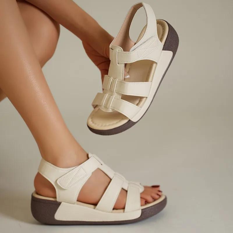 Schuhe Damen 2025 Sommer Neu Zehenfrei Damen Römersandalen Outdoor Lässige Keilsandalen für Übergröße Bequeme Tägliche Plateau