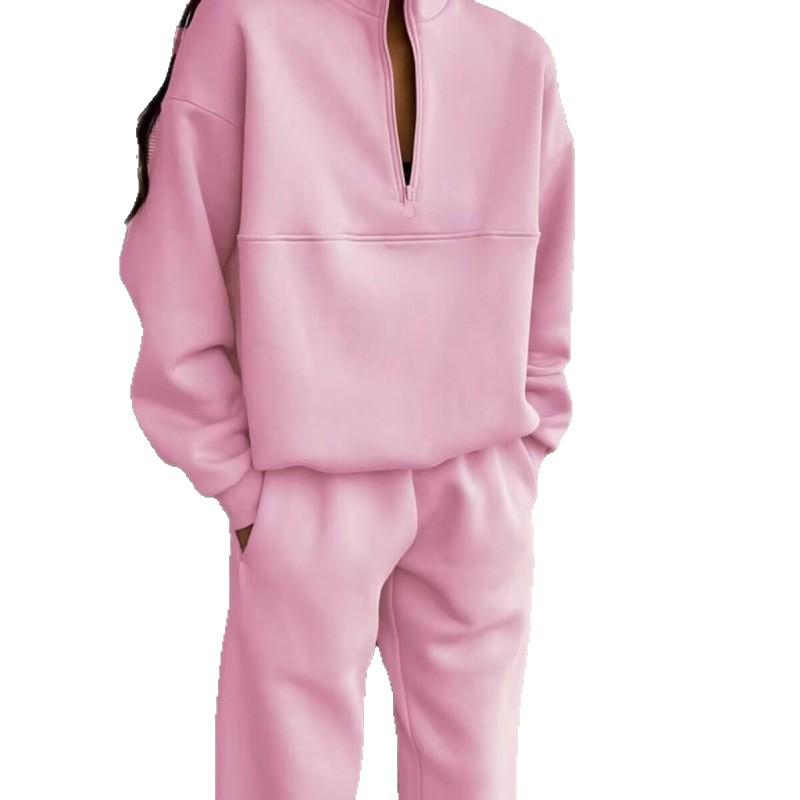 European-American Women's Thick Hoodie & Long Pants Two-Piece Set