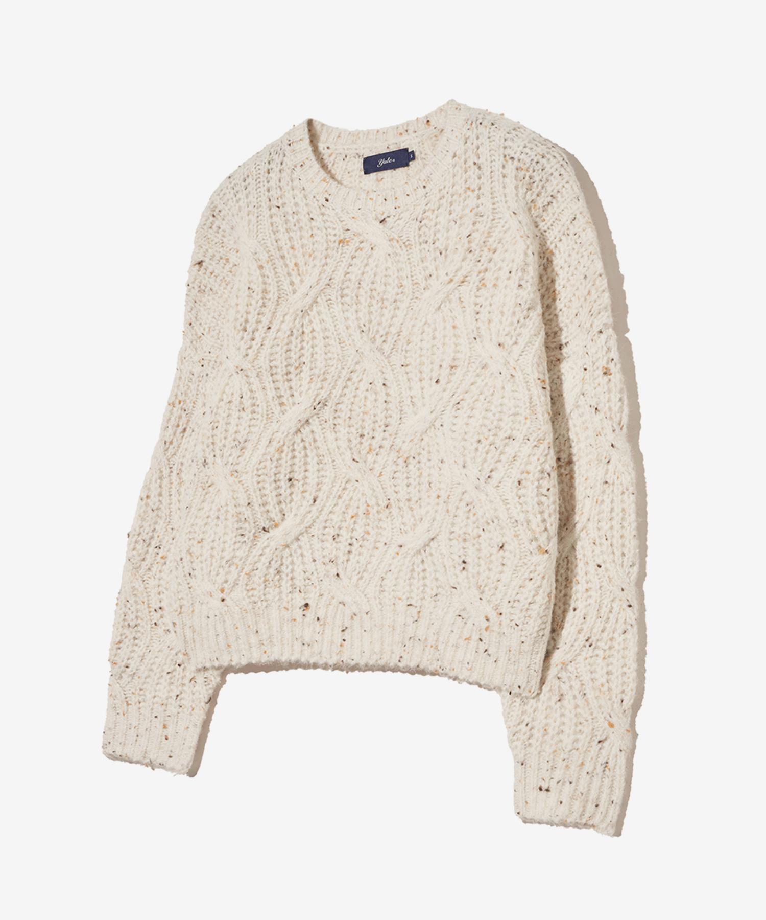 Yale Women S Nep Yarn Big Cable Round Knit_Ivory Ivory/S