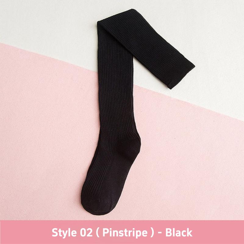 1 3 Pairs Women's Cotton Thigh High Socks Over The Knee Colorful Striped Pattern Casual Daily Wear Fashion Socks Black White