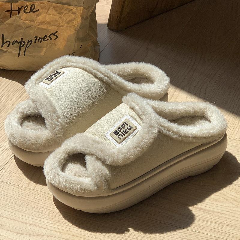 

Модные хлопковые тапочки на липучке, новые зимние пушистые тапочки, можно носить в помещении и на улице 38 /39 [Suitable for 37-38 foot wear] легкие хаки