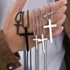 Stainless Steel Necklaces Male Cross Pendants Gothic Hip Hop Prayer Baptism Punk Chain Unique Choker Necklace For Women Jewelry