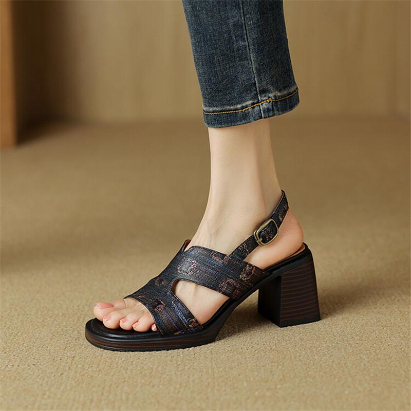 Fashion New Summer Sandals Square Toe Sandals for Women Chunky Heels Sandals Fashion Mixed Color Ladies Shoes High Heels Women Pumps