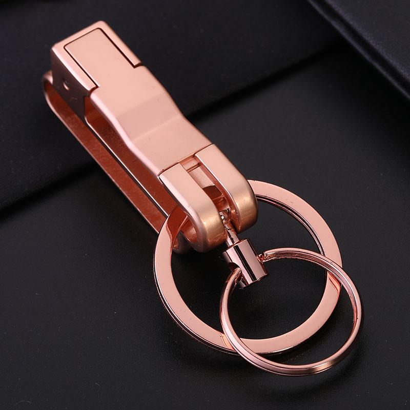 Zhongbang Men's Creative Metal Double Ring Detachable Anti-Lost Car Keychain Pendant