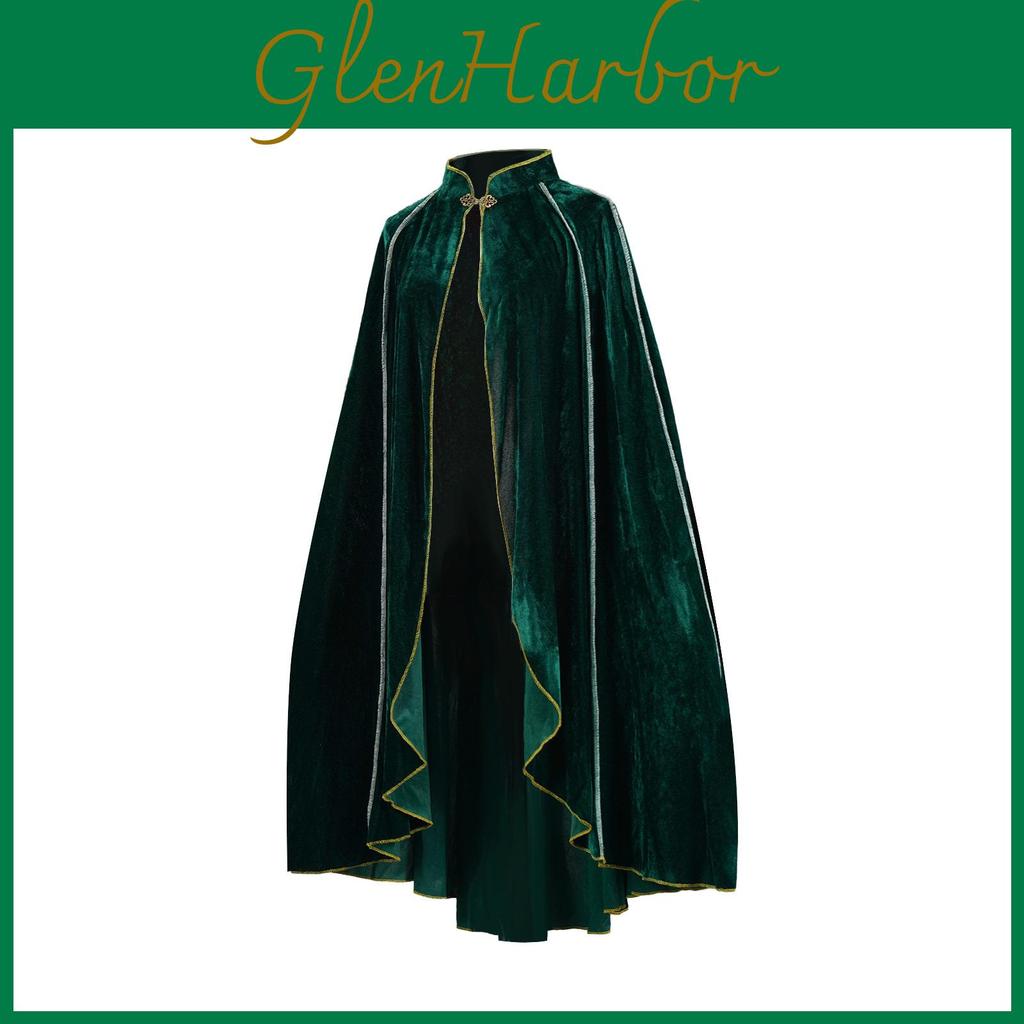 Medieval Plush Cloak With Gold Trim For Cosplay And Anime Role Playing