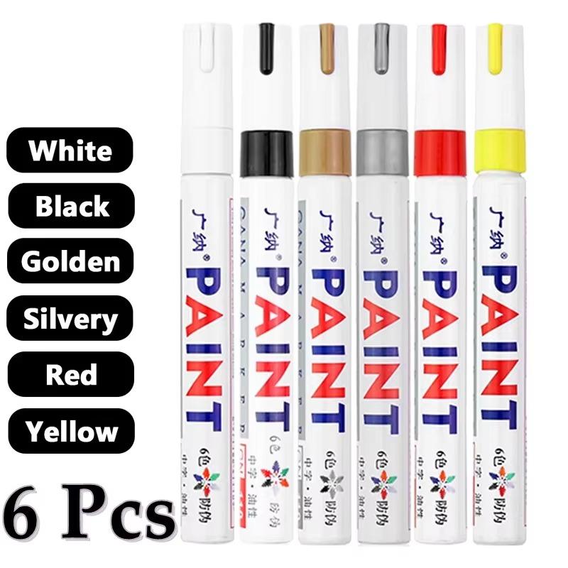 GuangNa 6/12 Pcs Colorful Permanent Paint Marker Waterproof Color Markers Tire Tread Rubber Fabric Paint Metal Paint White Pens