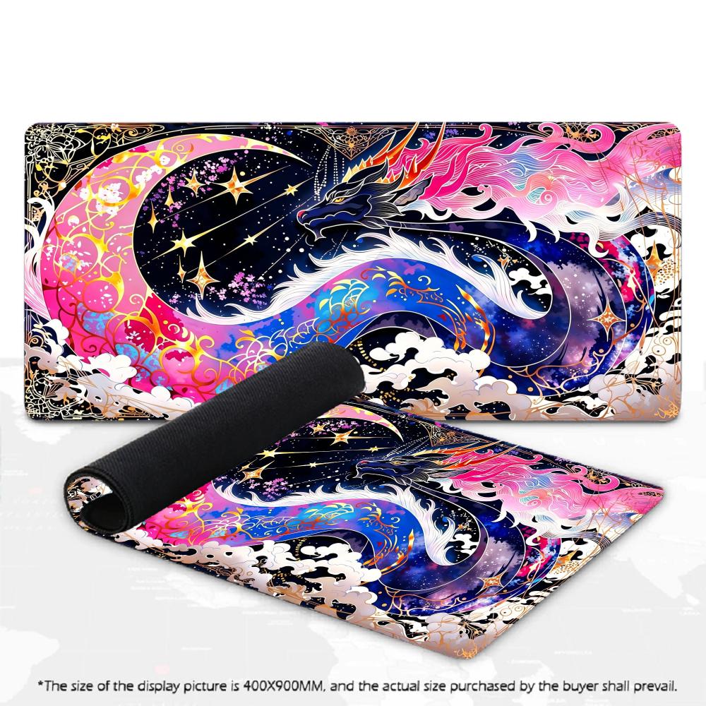 Starry Moon Dragon Mouse Pad Fantasy Non‑slip Mat Large Pc Gamer Keyboard Deskmat Gaming Accessories Computer Mousepad XXL