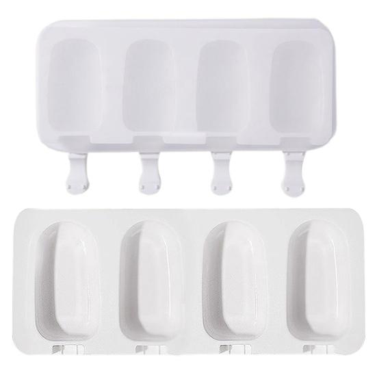 2 Sets Silicone Popsicle Molds Creative Ice Cream Mold 4 Cavities Ice Pop Mold with 100pcs Wooden Sticks And 2pcs Lids