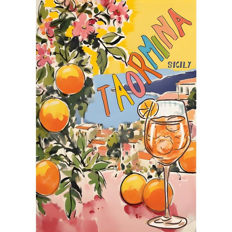 Plakát a tisk La Dolce Vita Retro Spritz Koktejl Plátno Malba Itálie Amalfské pobřeží Cestování Nástěnné umění Ložnice Domácí dekorace