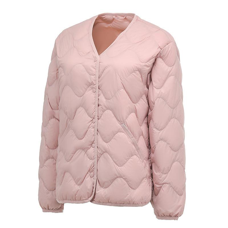 Pinghu, light and thin down jacket women's short V-neck autumn and winter new thin loose large size liner jacket tide