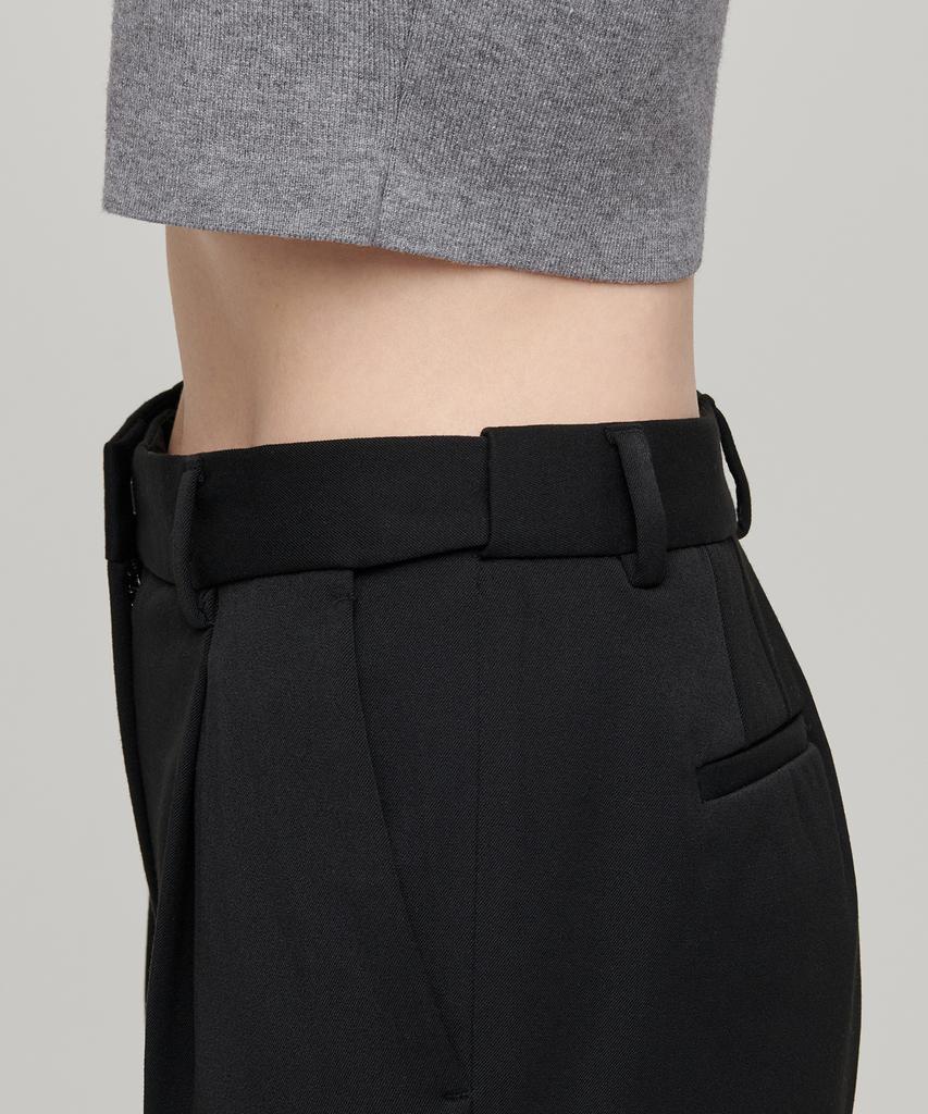 MUSINSA STANDARD WOMAN Women'S Heavyweight Fleece-Lined Loose Tapered Hidden Elastic Waist Slacks [Black]