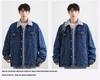 2025 Men's Autumn/Winter Denim Jacket with Faux Rabbit Fur Collar, Cotton Texture, Fleece-Lined, Washed Finish.