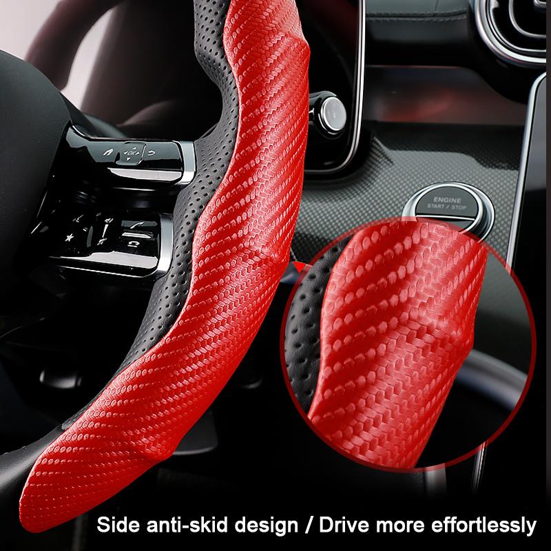 Husă pentru volan de mașină 38 cm/15 inchi Fibră de carbon Sport Husă ultra-subțire anti-alunecare pentru card Tip de husă pentru mâner de vară