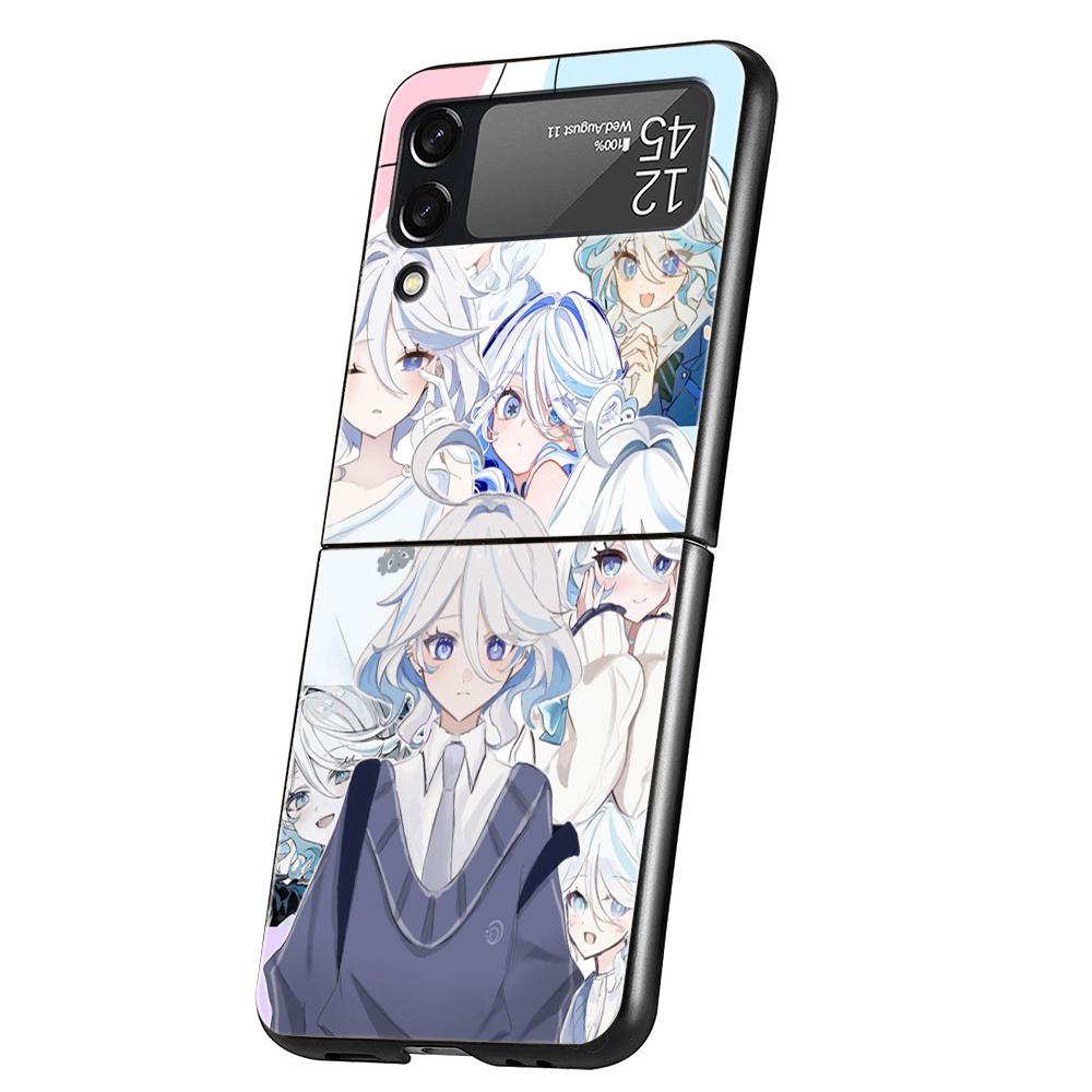 Genshin Impact Süße Furina Handyhülle Für Samsung Galaxy Z Flip 3 4 5 6 7 Harte Falt-PC Hülle Für Samsung Z Flip4 Flip5 Cover