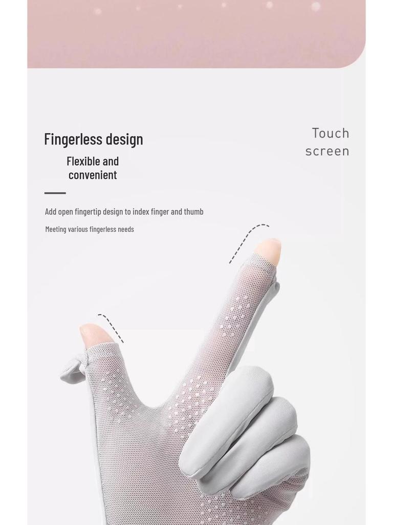 Eisseide Damen UV-Schutz Fingerlose Handschuhe - Atmungsaktiv, Dünn, Verlängert für Sommerliches Autofahren