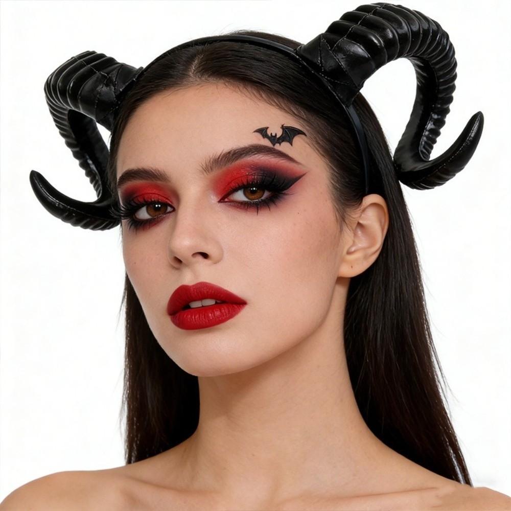 Realistic Demon Horn Headband Halloween Goat Horn Hair Hoop Devil Horn Headwear Halloween Party