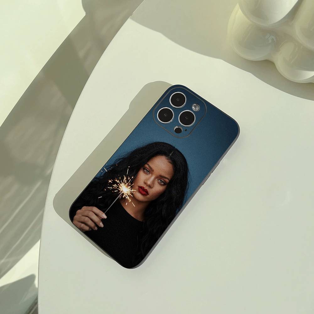 music -legend-Rihanna Phone Case For iPhone 17,16,15,14,13,12,11 Pro Max,16/15/14Plus,XS Soft Black Cover