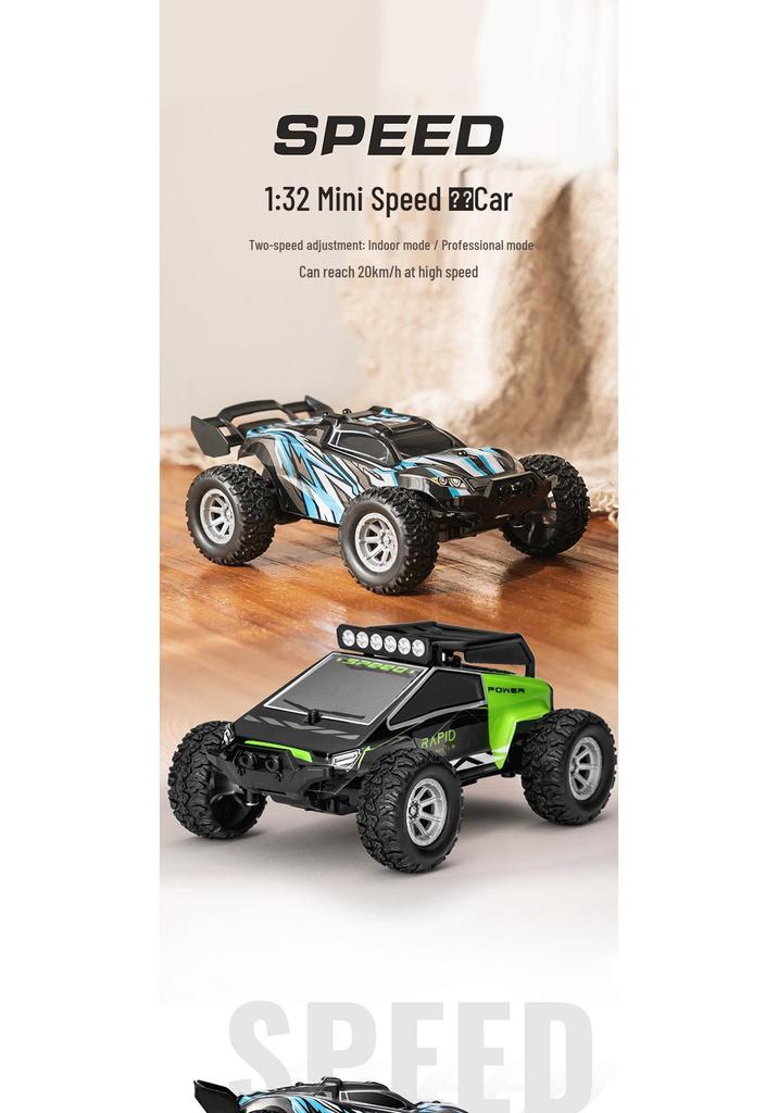 1:32 Mini RC High-Speed Off-Road Car with LED Lights, Full-Proportional Climbing Vehicle