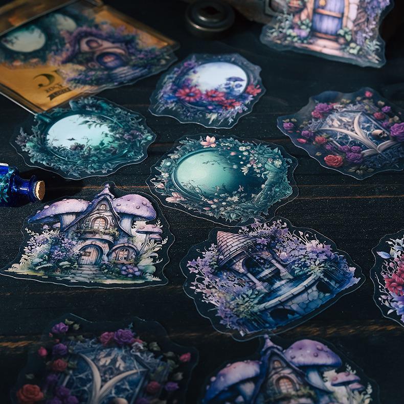 Retro Gothic Style PET Stickers Collage Clipbook Diary Scrapbook Decoration Materials Mysterious Magic Box Series Pasters 20 Pcs/ Pack