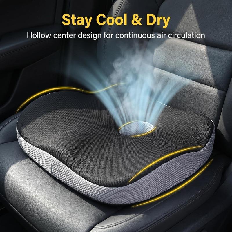 Ergonomic Driver Seat Cushion, Anti-Pressure Memory Foam Chair Pad, Comfort Seat Mat for Long Driving Car Office Use