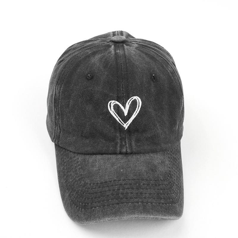 Peach Heart Embroidered Vintage Spring/Summer Baseball Hat Women's Thin Style Couple Soft Top Duck Tongue Hat Men