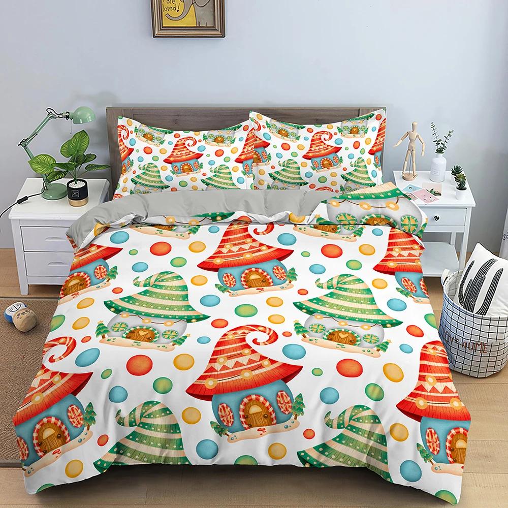 Comforter Christmas Bedding Set 3D Print Santa Claus King Queen Single Double Size Kids Polyester Bedding Set No Bed Sheet