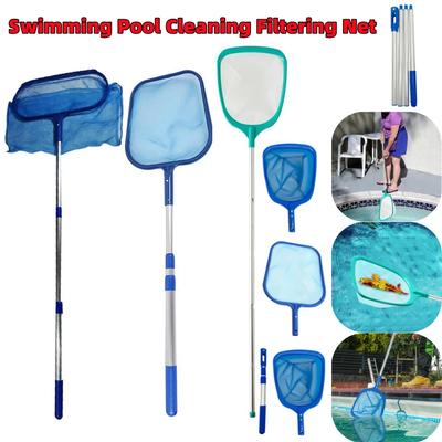 Râteau à feuilles professionnel à grand sac Filet écumoire pour piscine avec manche télescopique Râteau à feuilles amovible Maille pour piscine Bassins Nettoyage Débris