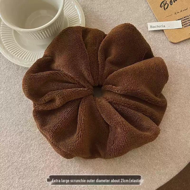 Super Absorbent XL Plush Hair Towel Scrunchie - Gentle, Damage-Free, Dual-Use for Hair & Face Washing