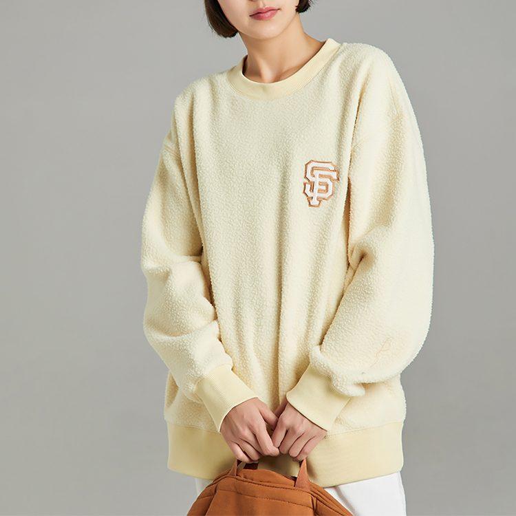 MLB San Francisco Giants, Thickened And Fleece Lined Crew Neck Pullover Sweatshirt Unisex Light Yellow 3AMTB0726-14YEL
