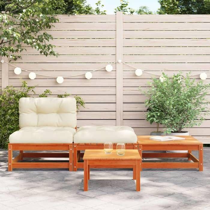 VidaXL Canapé de Jardin sans Accoudoirs avec Coussins et Repose-pieds, Siège avec Dossier, Meuble de Terrasse Patio 838146